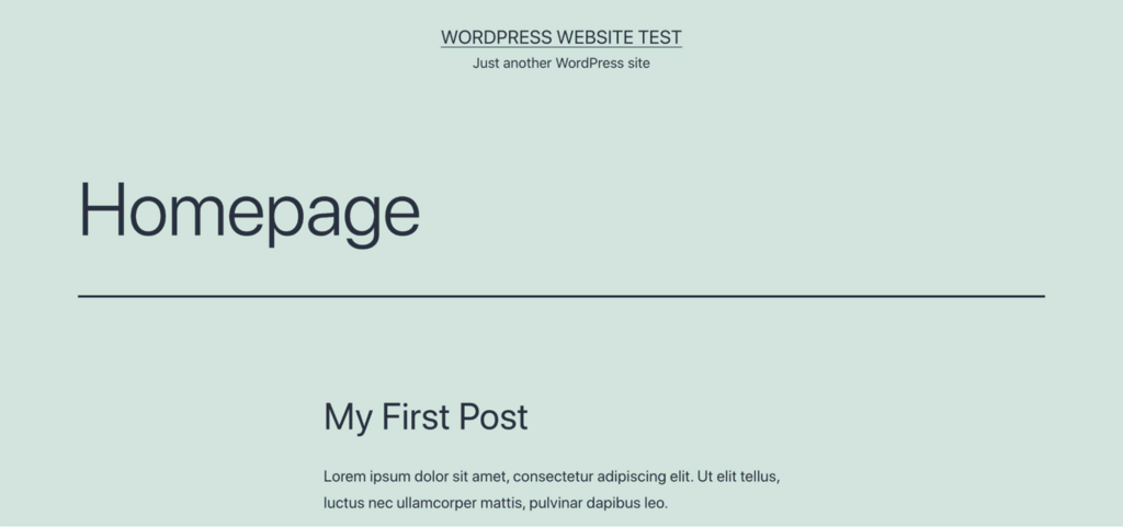 Page d'accueil du site de test WordPress 