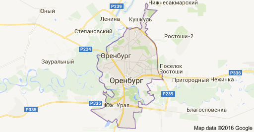 Оренбург, Оренбургская обл.: карта