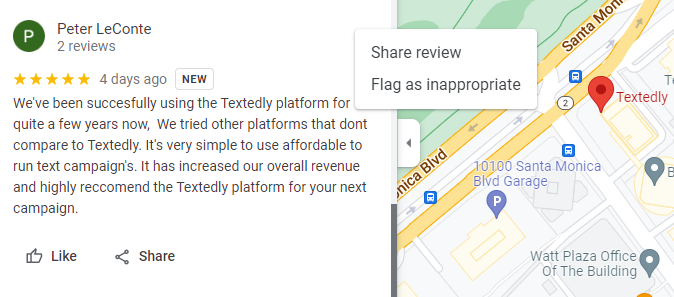 how to flag a Google review, step 2: click on "flag as inappropriate"