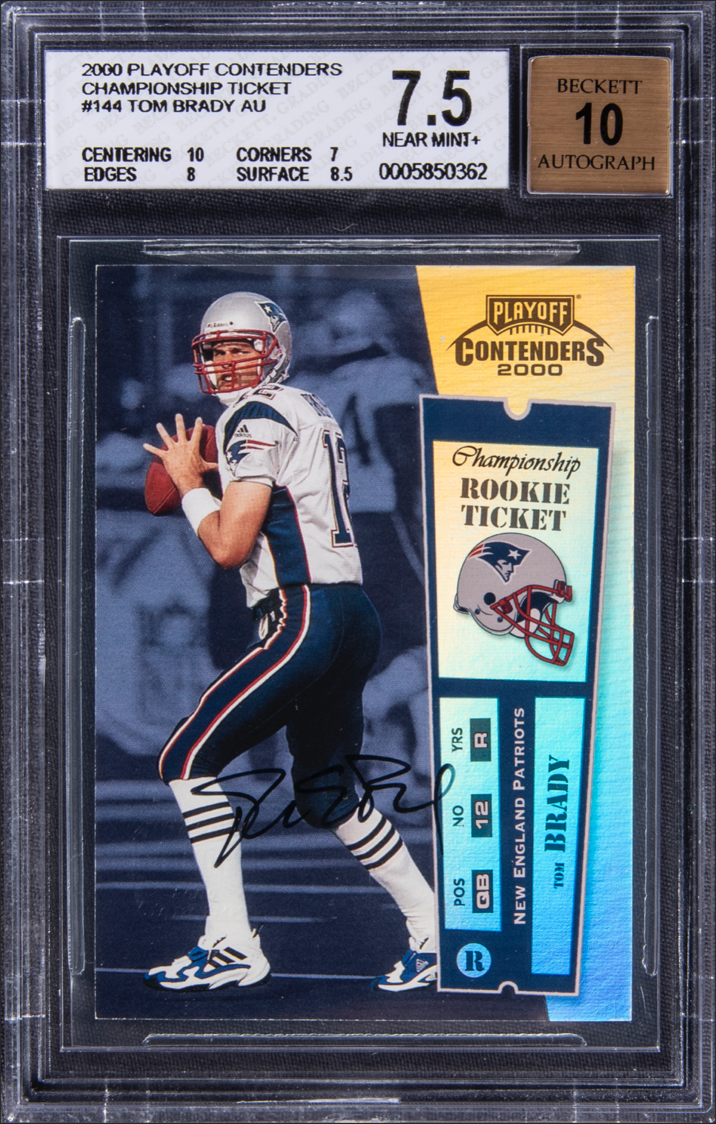 2000 Playoff Contenders Tom Brady Rookie Card 144