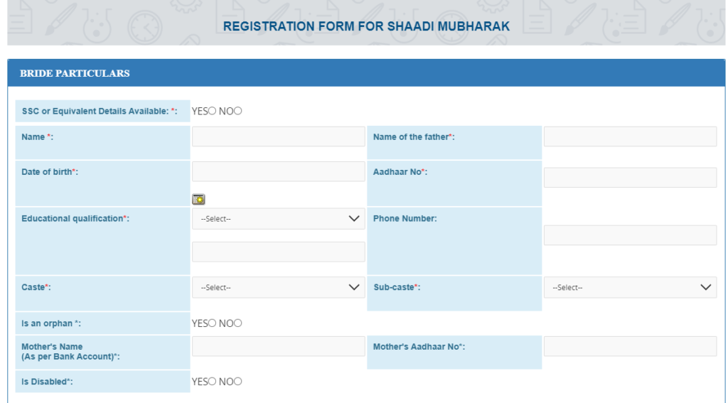 REGISTRATION FORM Of Kalyana Laxmi Scheme Details In Telugu