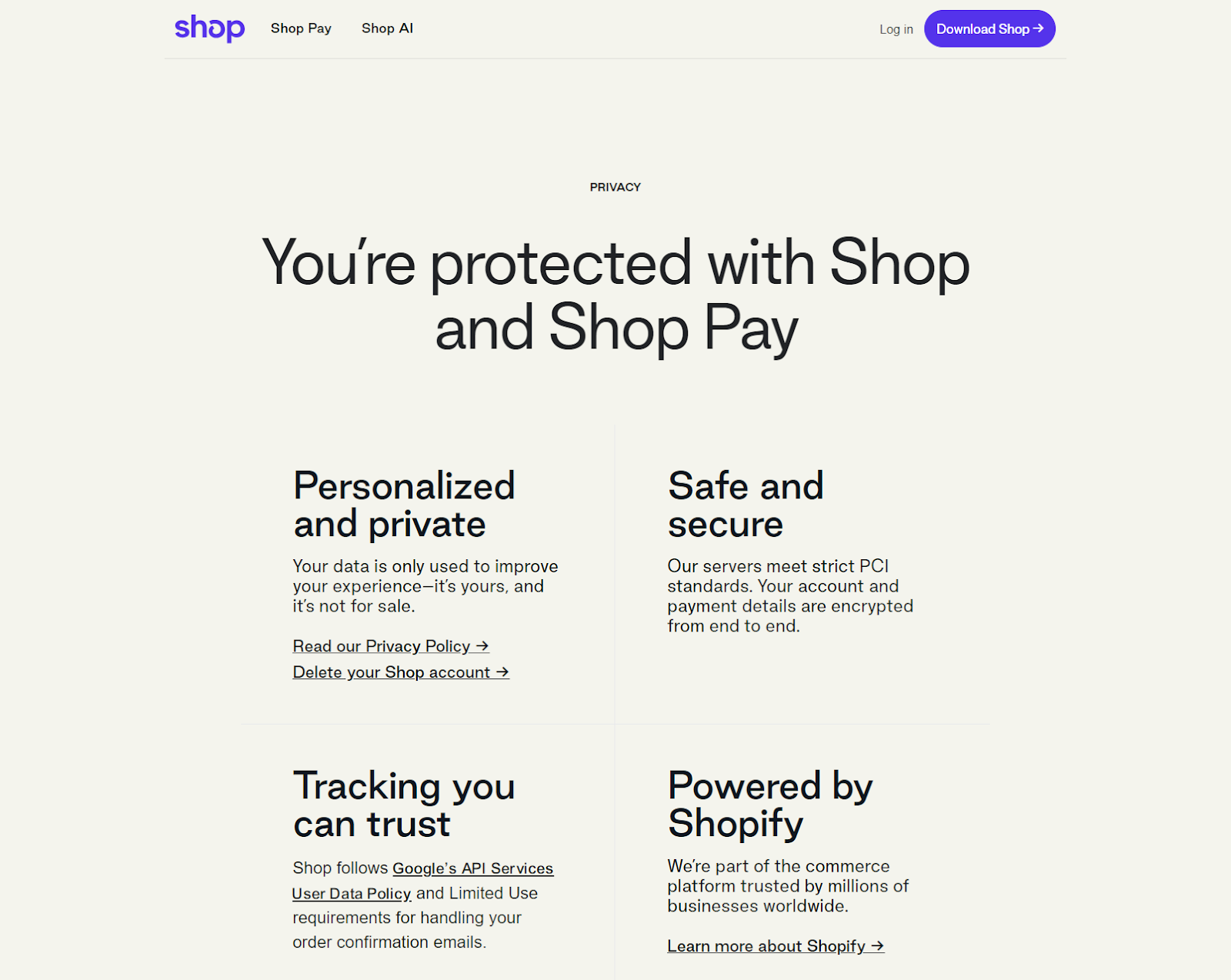 shop pay security information page