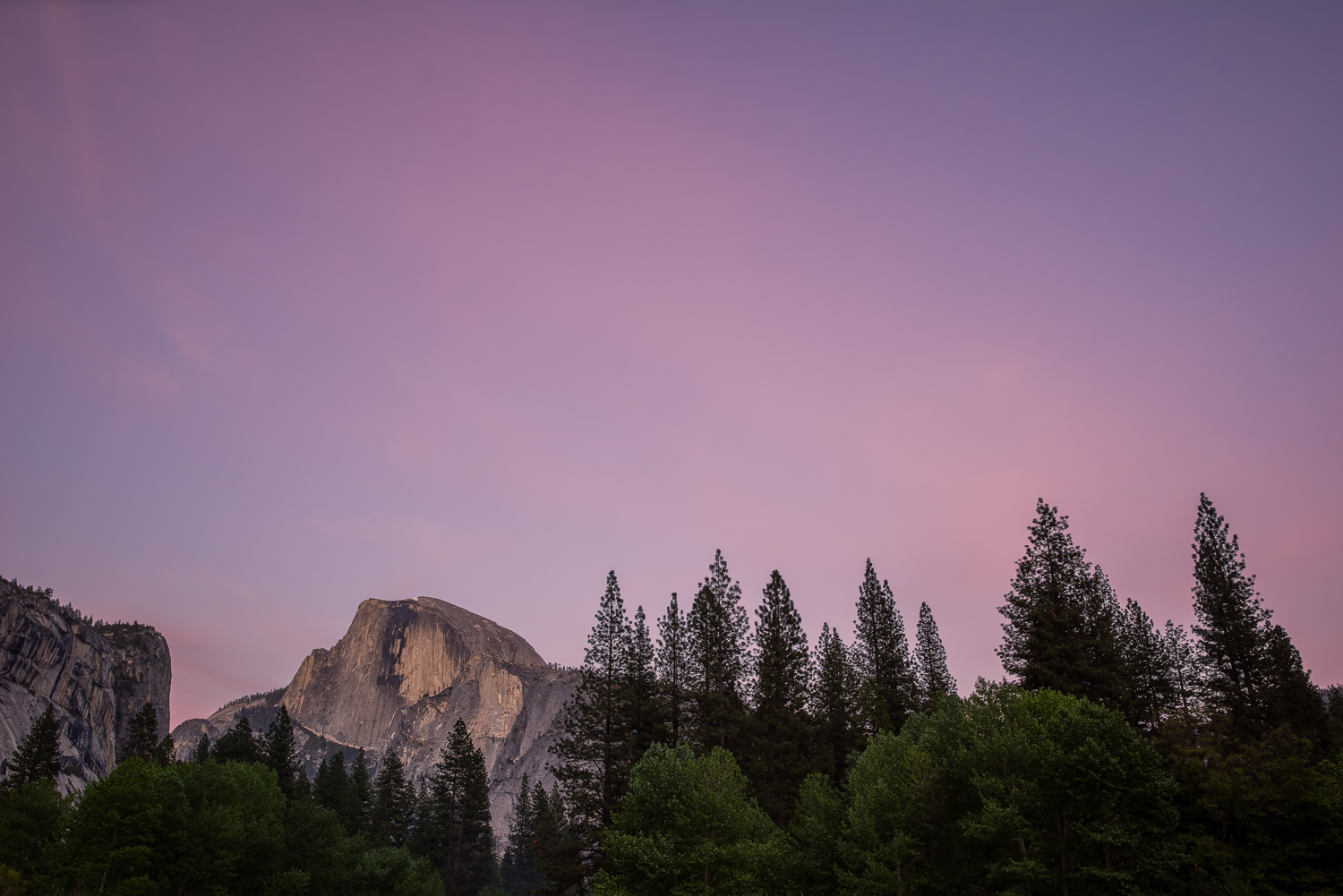 Half Dome at Sunset from a spot just off the Yosemite Village parking area