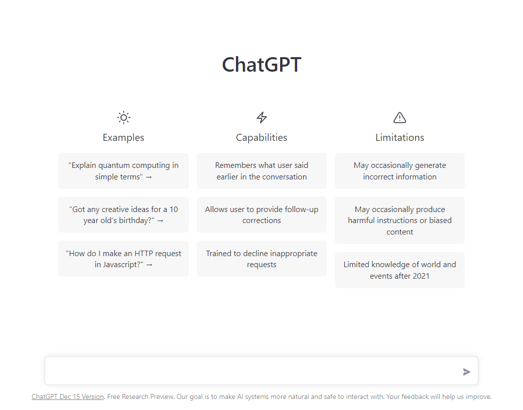 ChatGPT browser dashboard