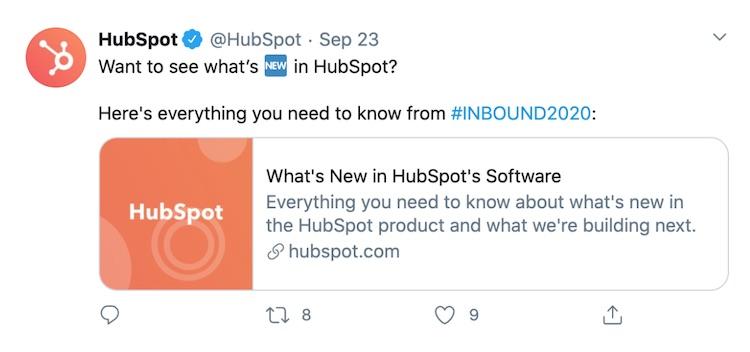 Publicación de Twitter de Hubspot