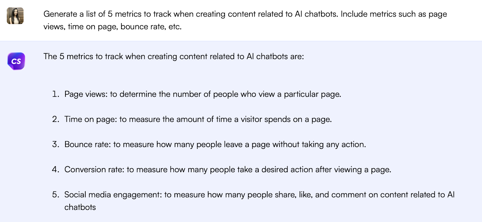 ChatGPT prompt for finding metrics you need to track - ChatGPT prompts for social media
