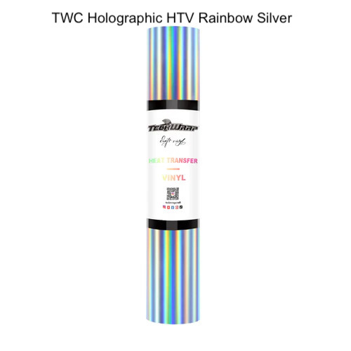 Holographic iron-on vinyl rainbow silver