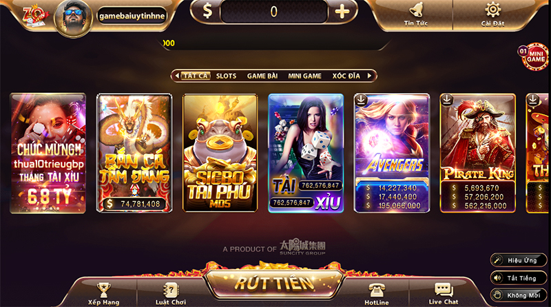 Giao diện bắt mắt và vô cùng thu hút tại cổng game uy tín này