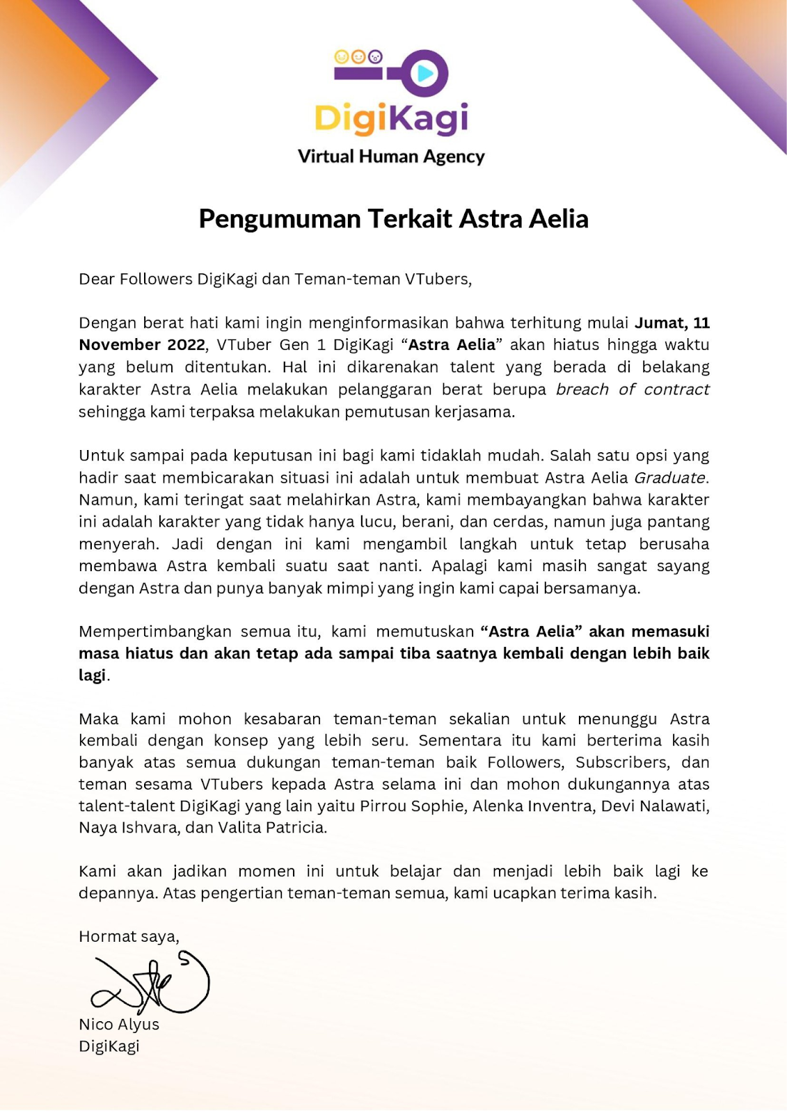 Talent VTuber Dipecat Oleh Dua Agensi VTuber Indonesia - Otaku Mobileague