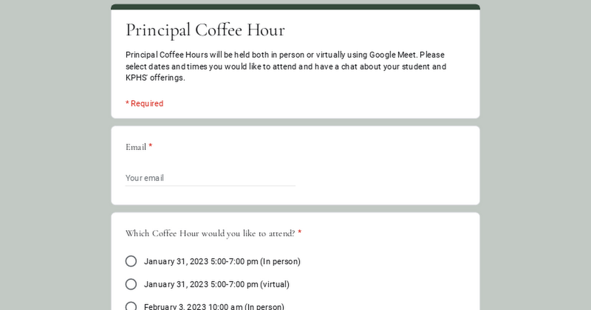Principal Coffee Hour