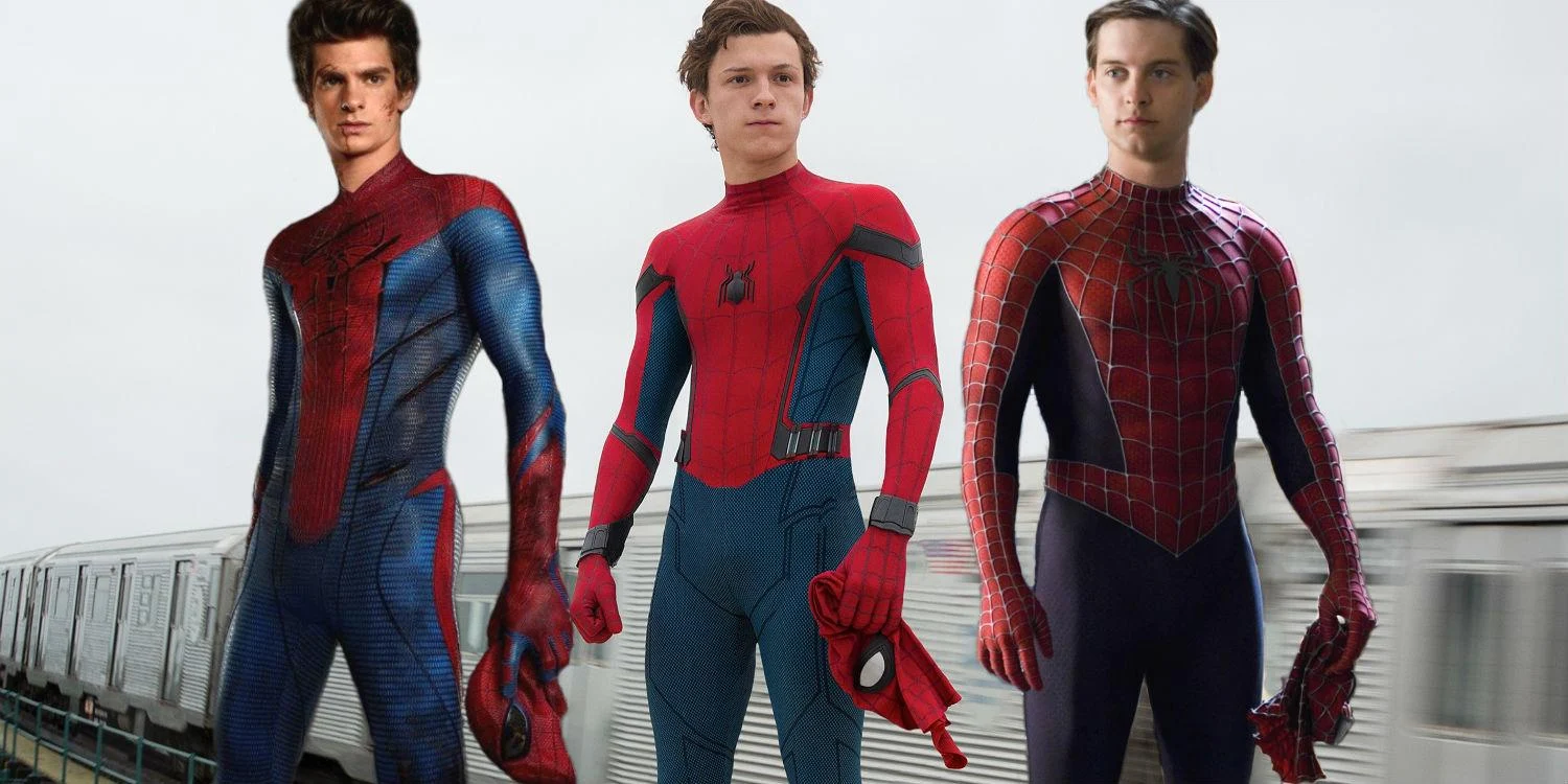 Image result for tobey maguire spiderman vs andrew garfield spiderman , tomholland