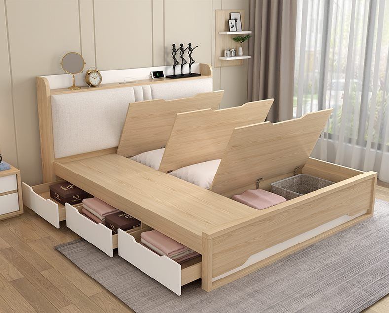Giường ngủ hiện đại thường tích hợp thêm các ngăn tủ