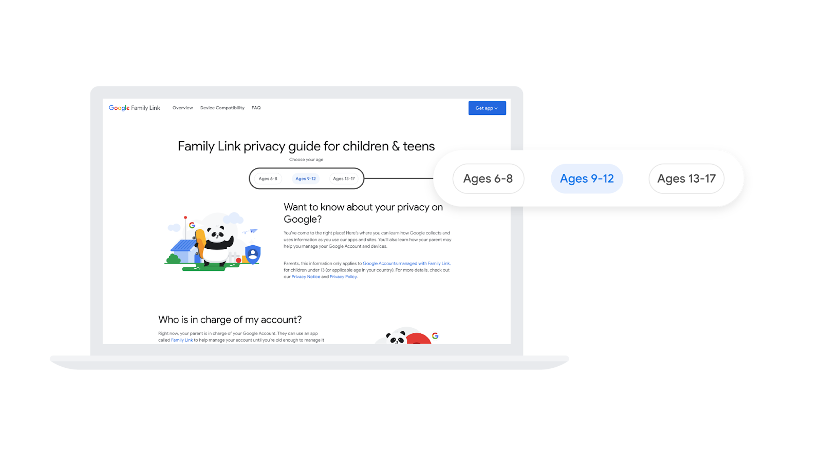 Schermo di computer che mostra la funzione Family Link di Google