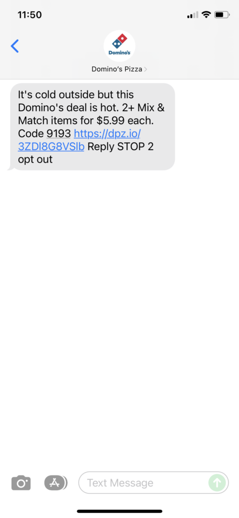 How to Create SMS Marketing Campaigns: dominos sms sample