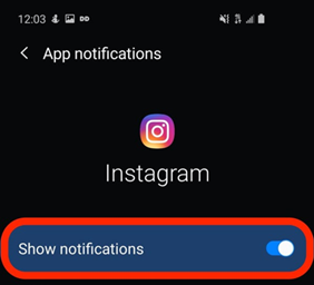 show notifications button on android phone