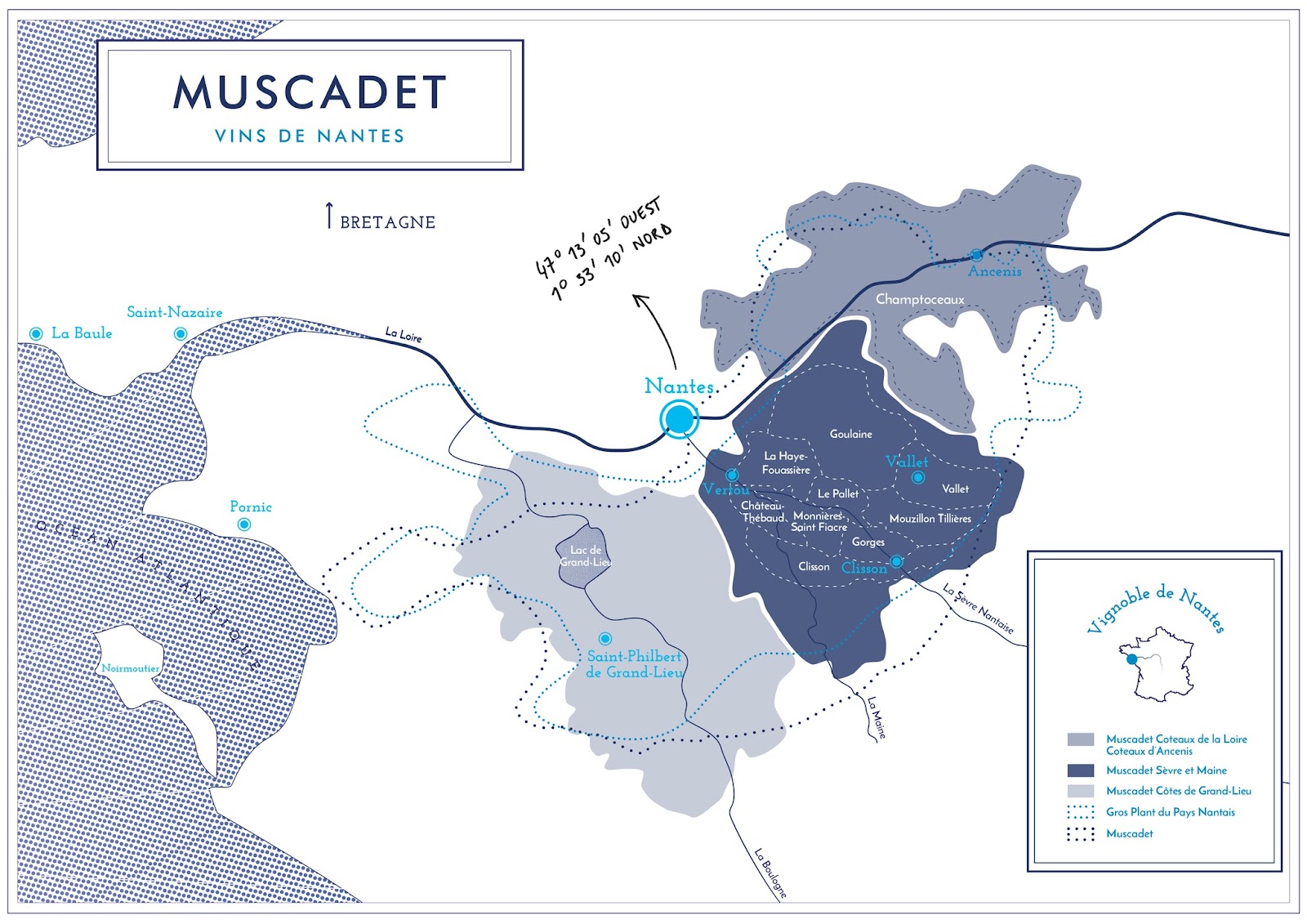 Carte du vignoble nantais @Muscadet.fr