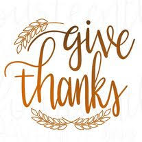 cursive text graphic: 'give thanks'