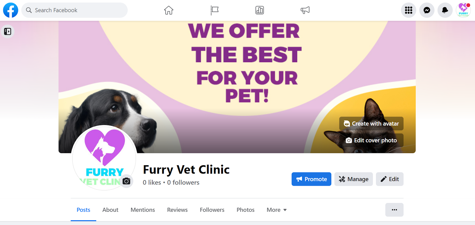 An example of a veterinary clinic using Facebook for marketing and reaching their desired audience.
