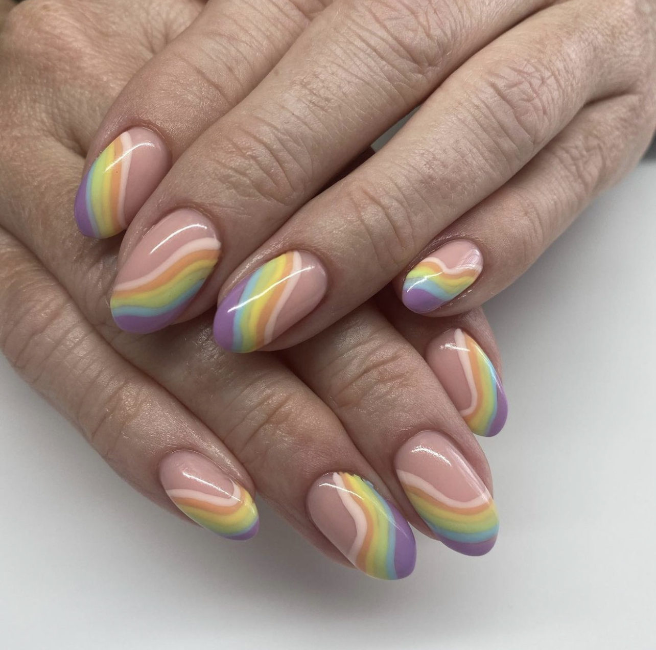 pastel rainbow nail art