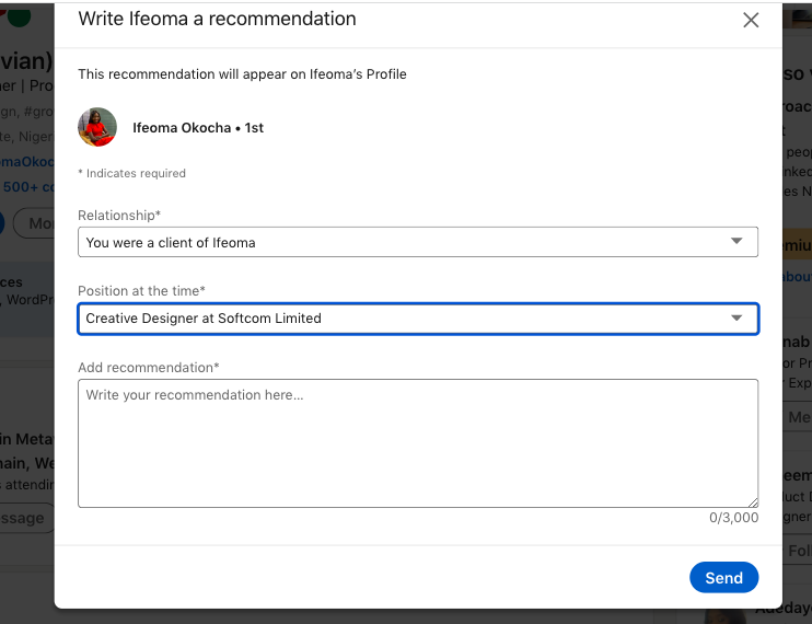 how to give a recommendation on linkedin sections

