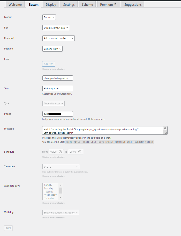Plugin WhatsApp Chat WordPress Dari QuadLayers