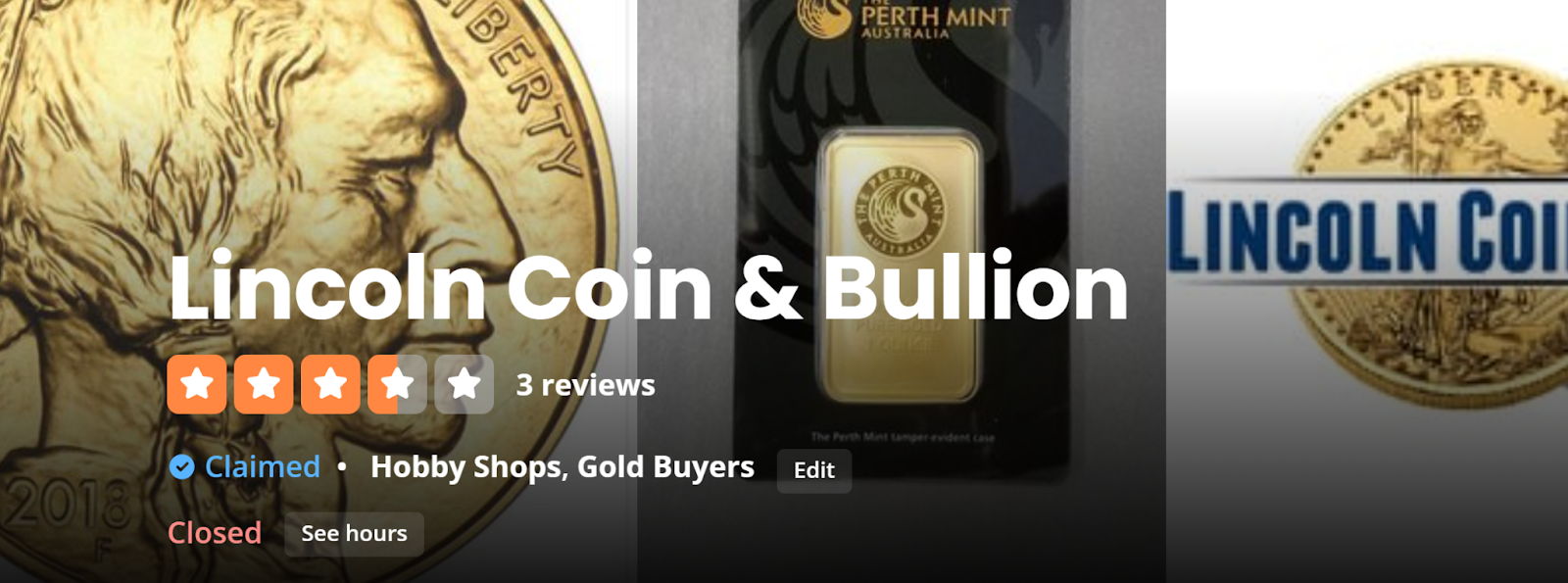 Lincoln Coin & Bullion ratings on Yelp