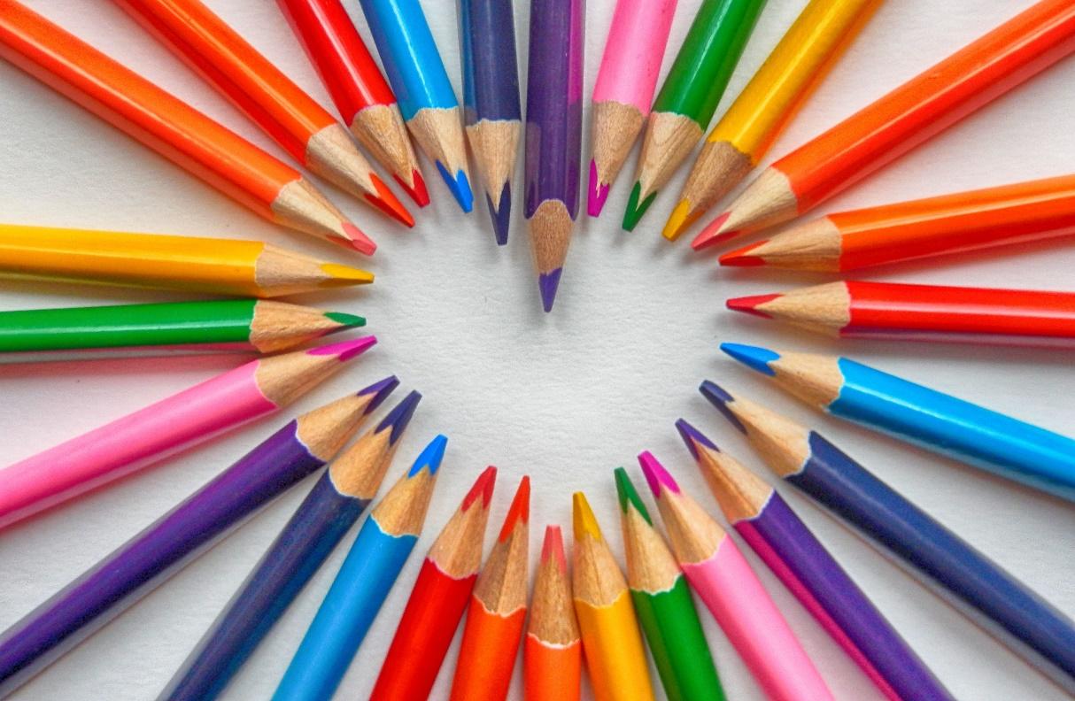 Set of Coloring Pencils Forming Heart · Free Stock Photo