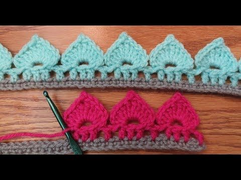 spades crochet border examples in two colors