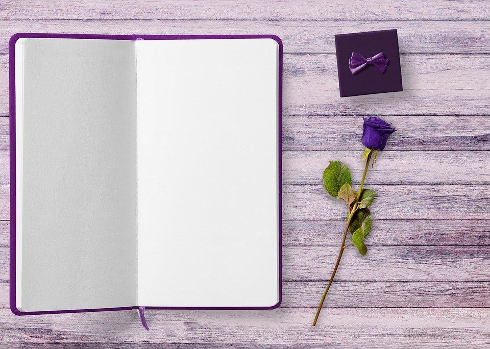 Book, Gift, Rose, Table, Background, Purple, Gothic