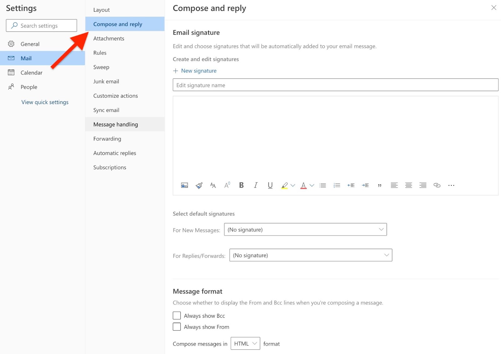 How to add an email signature in Outlook.