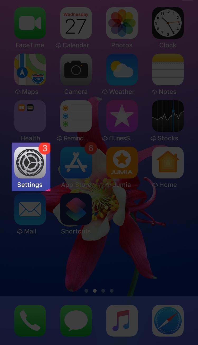 setting icon on iPhone home screen