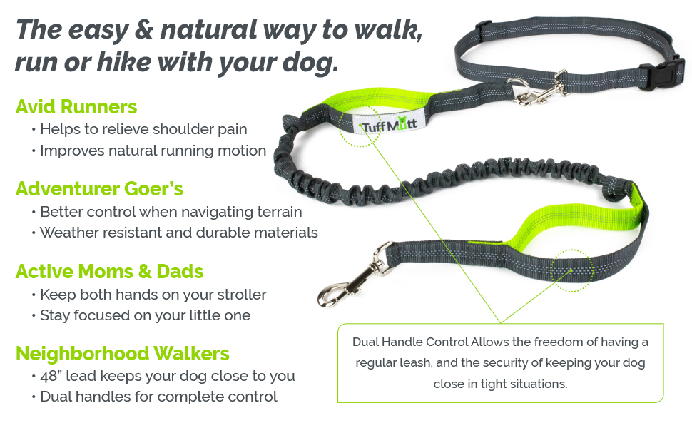 Tuff Mutt dog leash running hands free bungee reflective jogging hiking walking