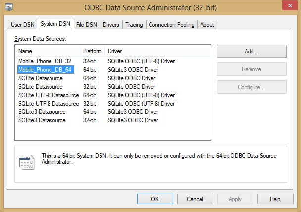 SQLite to SQL Server: Creating a System DSN for the Database 8