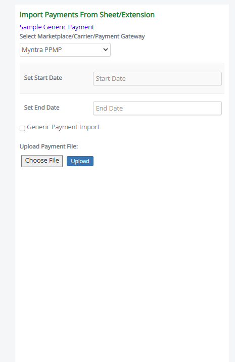Import Myntra PPMP payment file directly in system 