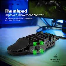 A gaming keypad with a thumb pad provides a more comfortable position for the thumb making the keypad more ergonomic.