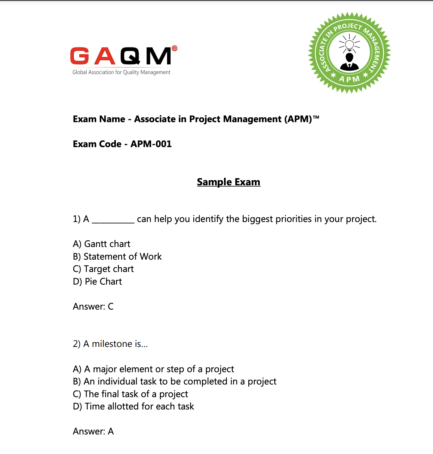 APM certification