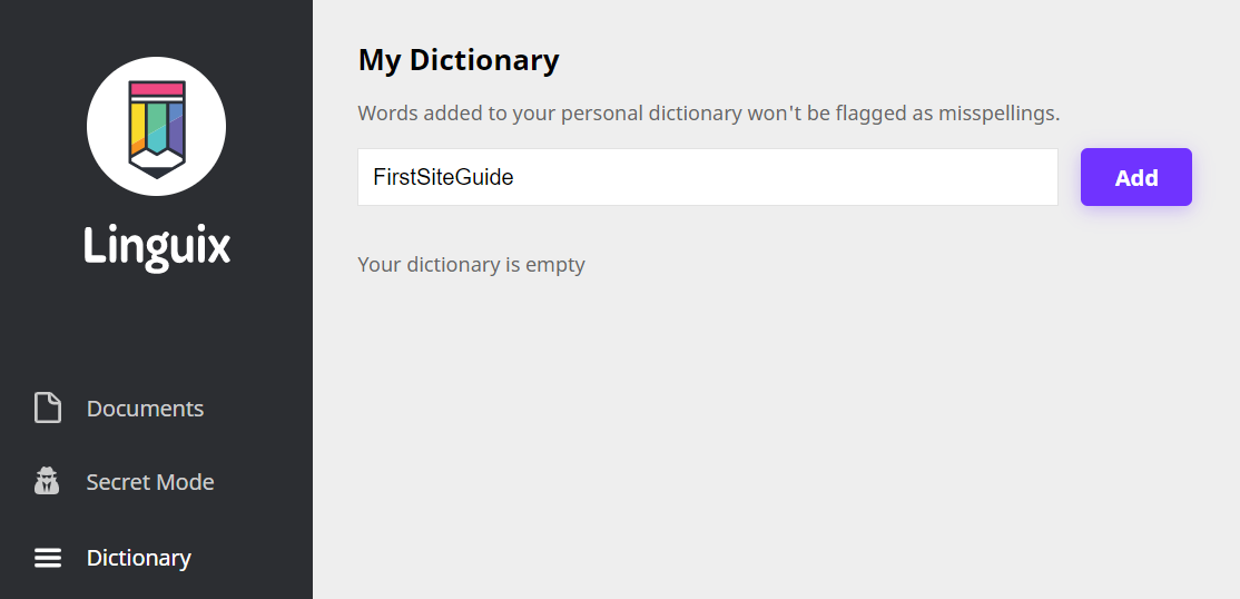 personal dictionary