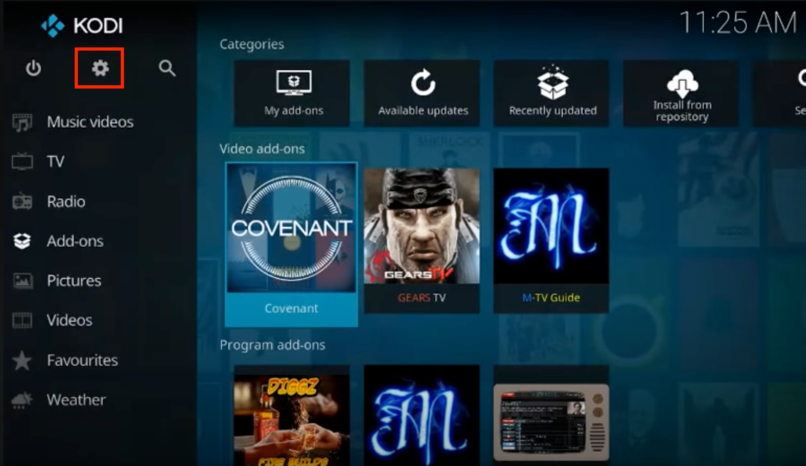 Screenshot of Kodi hompage