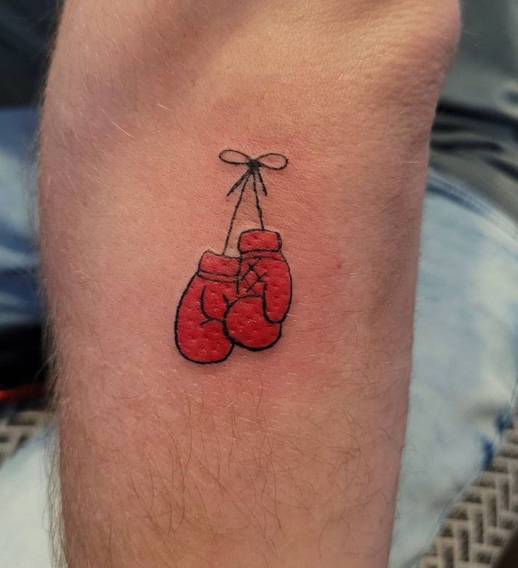 Small Red Boxing Gloves Tattoo
