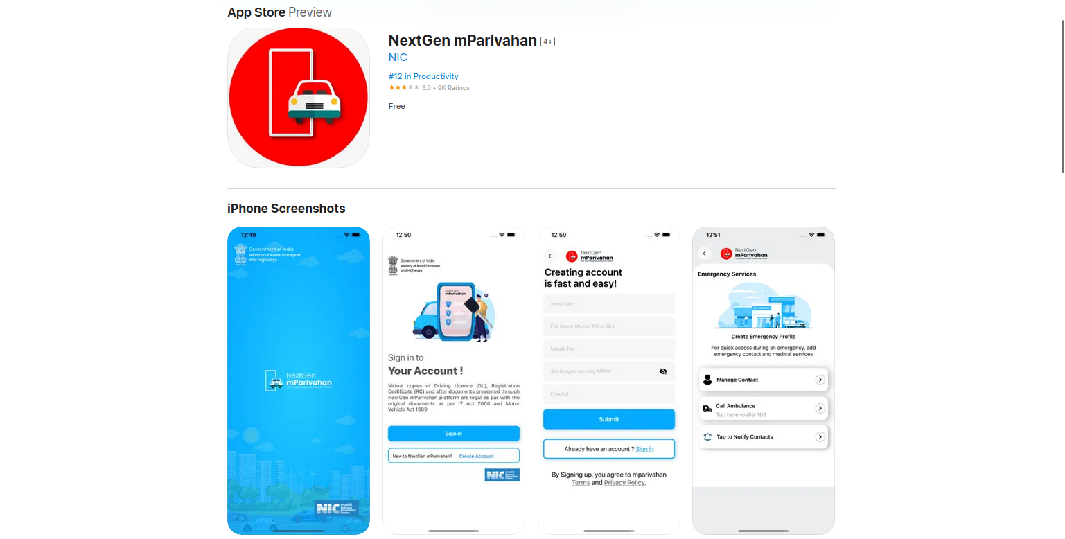 mParivahan Mobile App