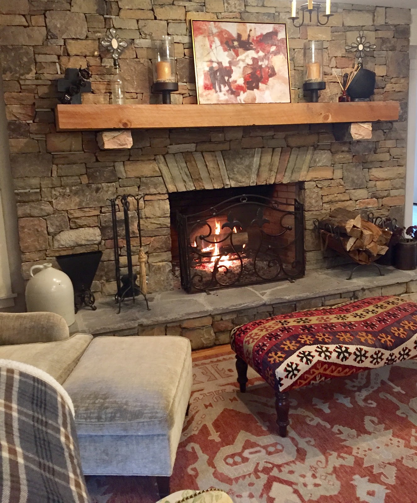 Large Stone Fireplace
