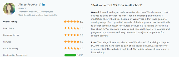 LearnWorlds positive review