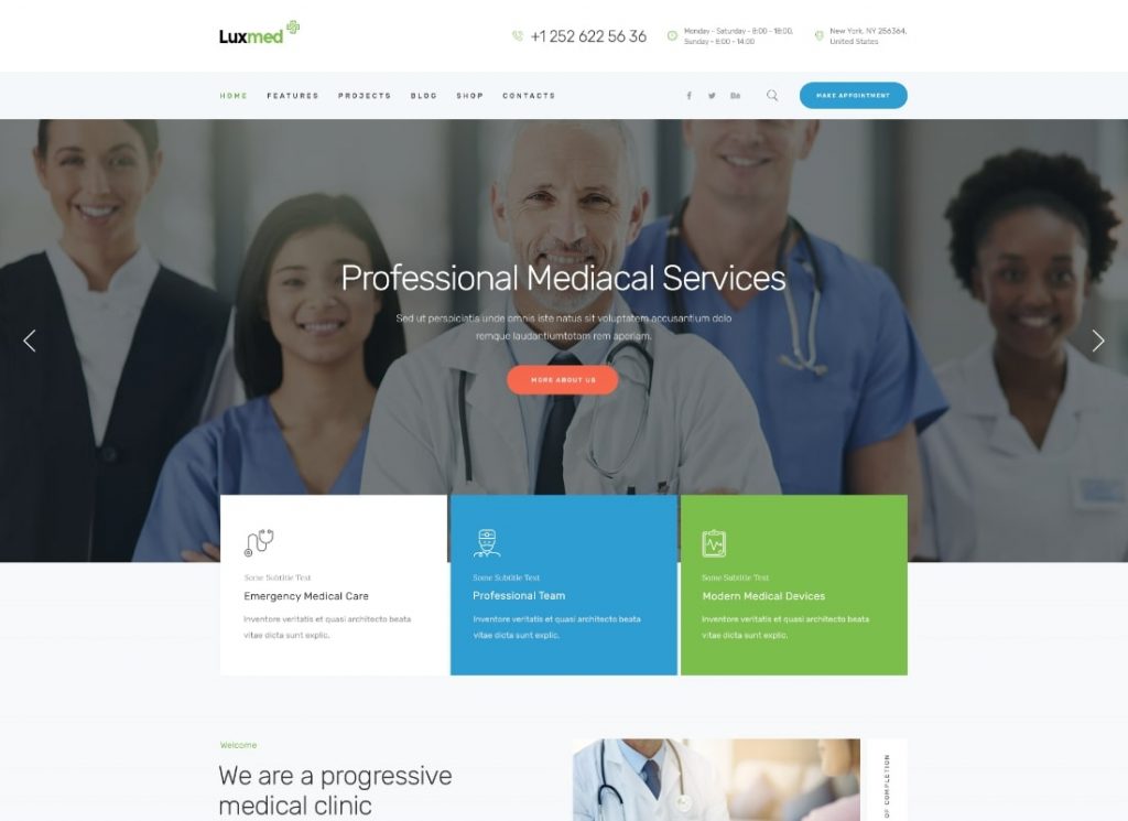 LuxMed |  Tema de WordPress sobre medicina y salud