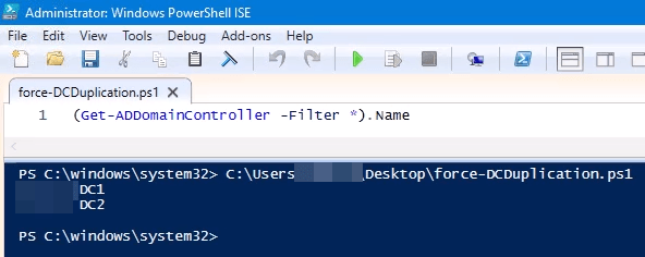 domain controller list on powershell