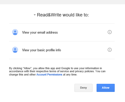 Google permissions page 