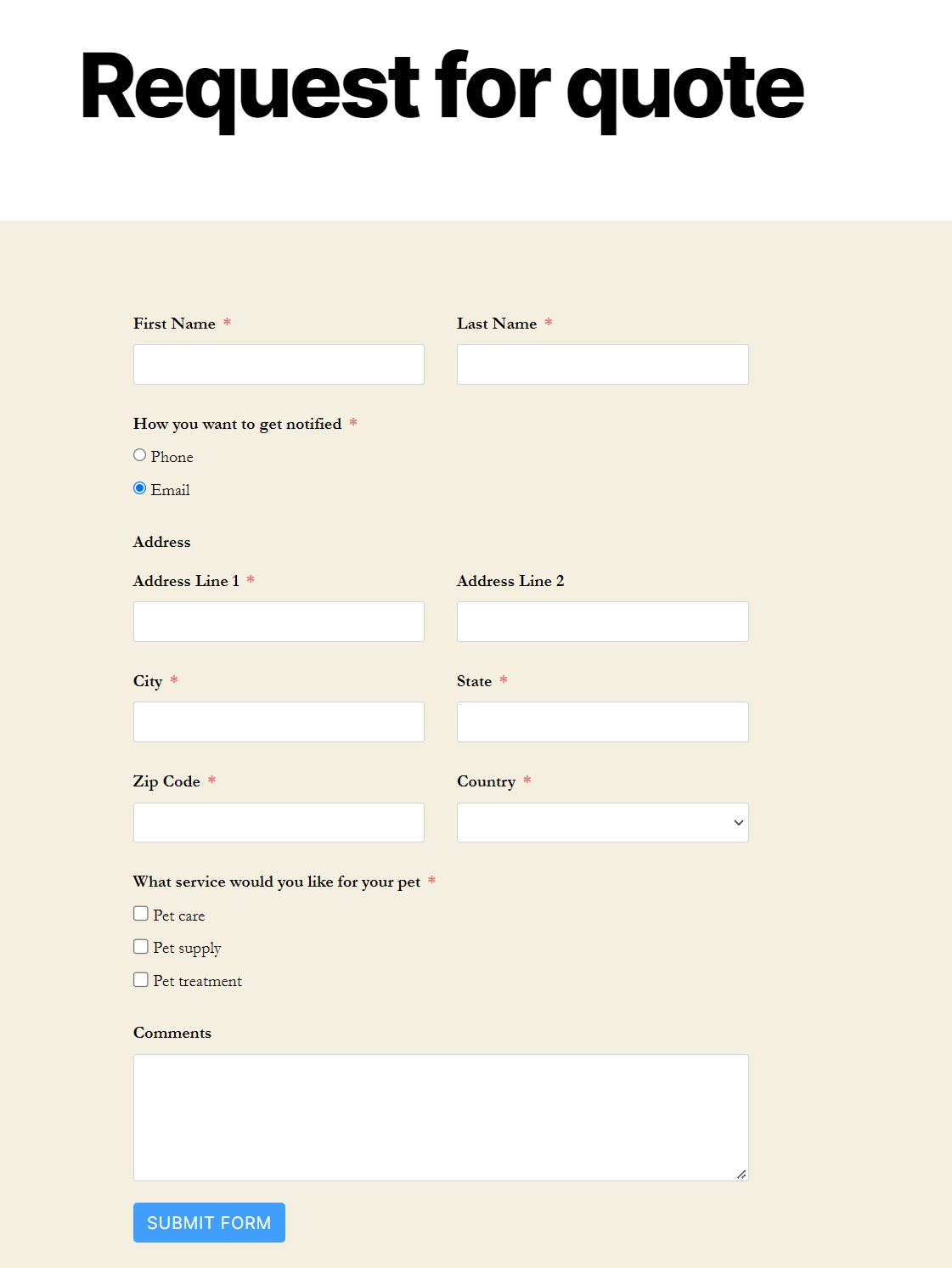 quote request form, quote request form template, quote request form example
