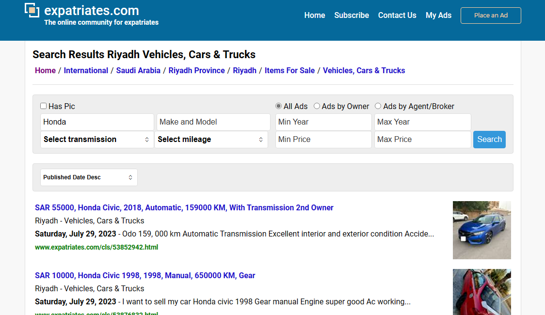 Buy used cars in Riyadh on expatriates 