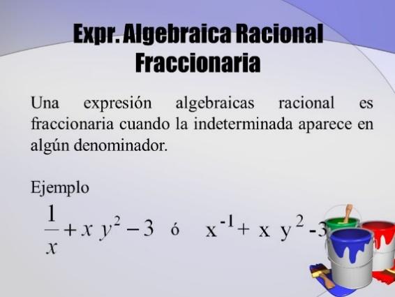 Resultado de imagen de ejemplos expresiones algebraicas racionales