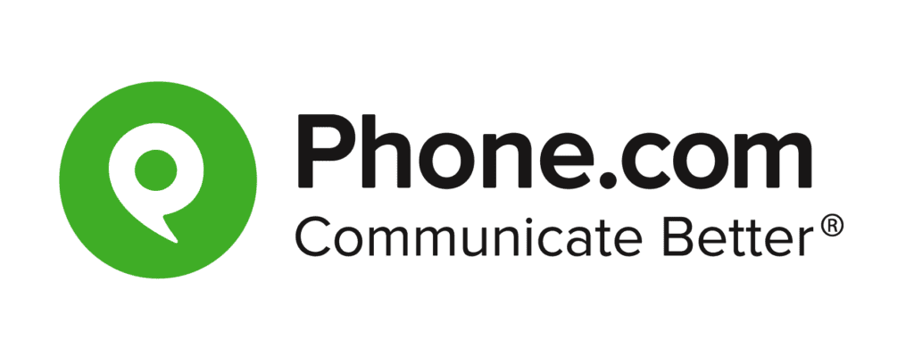 Phone.com logo, telephony services.