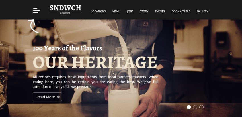 SNDWCH - Tema WordPress de restaurante